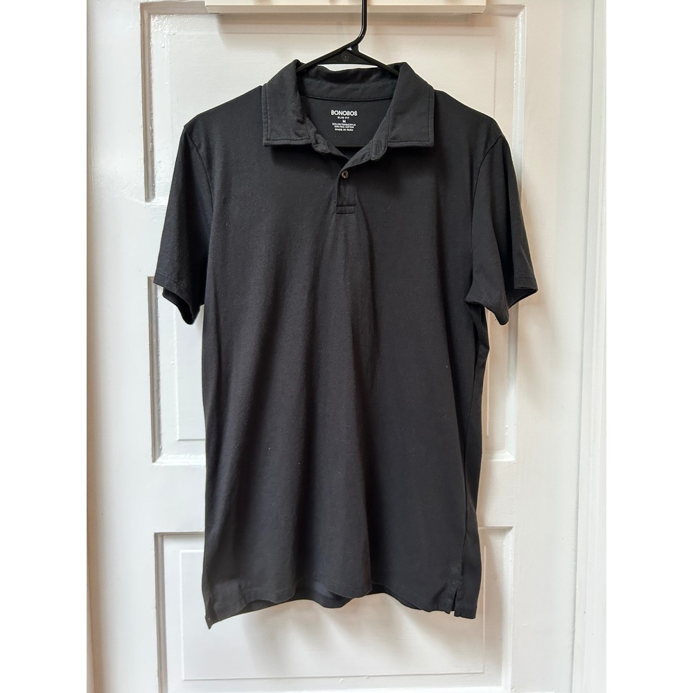 Bonobos Slim Fit Black Pima Cotton Blend Short Sleeve Polo Shirt Medium